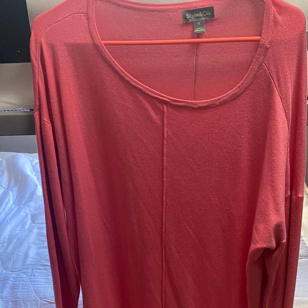 Style & Co. Women's Rich Red Long Sleeve Tee
